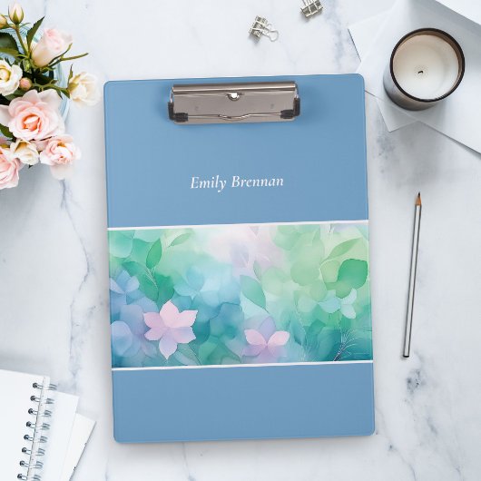 Abstraktes Aquarell-Blumenmuster personalisiertes  Klemmbrett