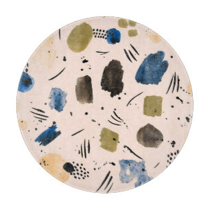 Abstraktes Aquarell: Geometrisches Tintemuster. Schneidebrett