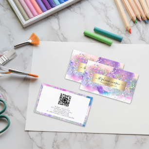Abstraktes Aquarell-Holografisches Glitter-Künstle Telefonnummerkarte
