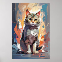 Abstraktes Aquarell-Katz-Expressionismus-Gemälde
