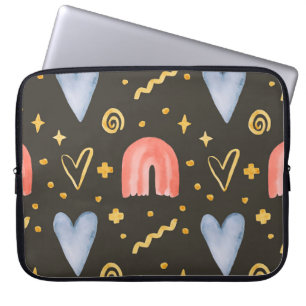 Abstraktes Aquarell-Nahtlosmuster, handgezeichnete Laptopschutzhülle