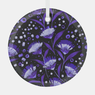 Abstraktes Aquarell-Nelken-Blumenmuster Ornament Aus Glas