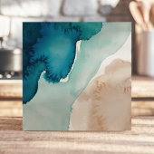 Abstraktes Aquarell-Ozeanblau und Sand Fliese