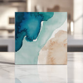 Abstraktes Aquarell-Ozeanblau und Sand Fliese