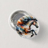 Abstraktes Aquarell Rennpferd Button (Vorne & Hinten)