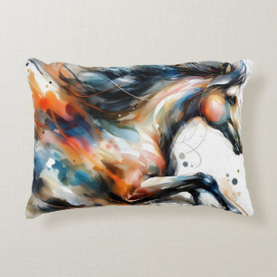 Abstraktes Aquarell-Rennpferd Dekokissen