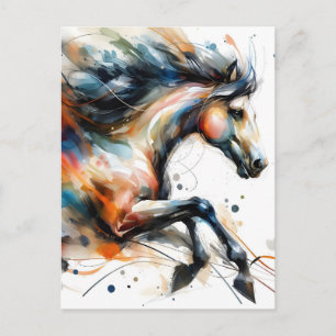 Abstraktes Aquarell Rennpferd Feiertagspostkarte