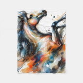 Abstraktes Aquarell-Rennpferd Fleecedecke (Vorderseite)