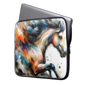 Abstraktes Aquarell-Rennpferd Laptopschutzhülle (Vorderseite Links)