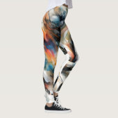 Abstraktes Aquarell-Rennpferd Leggings (Rechts)
