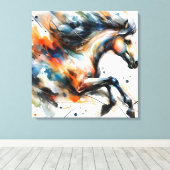 Abstraktes Aquarell-Rennpferd Leinwanddruck (Insitu (Holzboden))