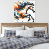 Abstraktes Aquarell-Rennpferd Leinwanddruck (Insitu (Schlafzimmer))
