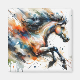 Abstraktes Aquarell-Rennpferd Magnet