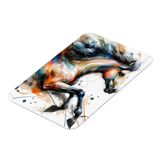 Abstraktes Aquarell-Rennpferd Magnet (Linke Seite)