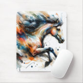 Abstraktes Aquarell-Rennpferd Mousepad (Mit Mouse)