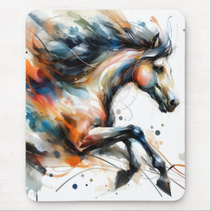 Abstraktes Aquarell-Rennpferd Mousepad