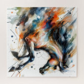 Abstraktes Aquarell-Rennpferd Puzzle (Horizontal)