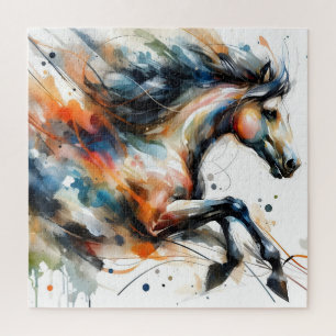 Abstraktes Aquarell-Rennpferd Puzzle