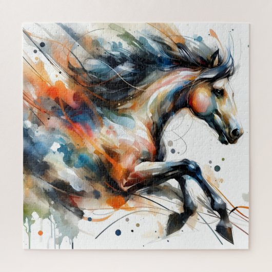 Abstraktes Aquarell-Rennpferd Puzzle (Vertikal)