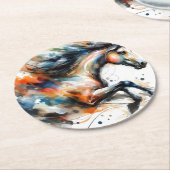 Abstraktes Aquarell Rennpferd Runder Pappuntersetzer (Angewinkelt)