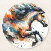 Abstraktes Aquarell Rennpferd Runder Pappuntersetzer (Vorderseite)