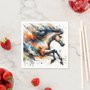 Abstraktes Aquarell-Rennpferd Serviette