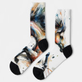 Abstraktes Aquarell-Rennpferd Socken (Linkes Detail)