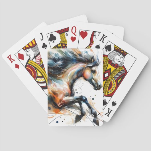 Abstraktes Aquarell-Rennpferd Spielkarten (Rückseite)