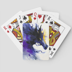 Abstraktes Aquarell Schwarzpferd-Porträt Spielkarten