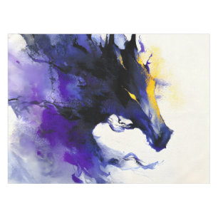 Abstraktes Aquarell Schwarzpferd-Porträt Tischdecke