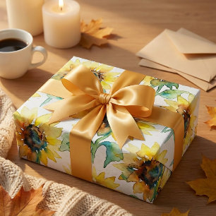 Abstraktes Aquarell-Sonnenblumen nahtloses Muster Geschenkpapier