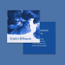 Abstraktes Aquarellblau beruflich Quadratische Visitenkarte