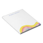 Abstraktes Aquarellblau Gelb mit Name Notizblock (angewinkelt)