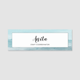 Abstraktes Aquarellblau Namensschild
