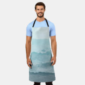 Abstraktes Aquarellblau Schürze (Getragen)