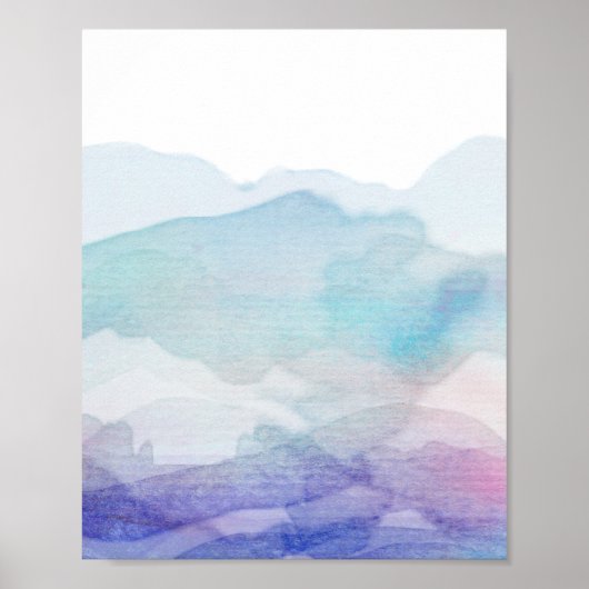 abstraktes Aquarelldesign blau und lila Poster (Vorne)