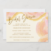 Abstraktes Aquarellfarbenpinsel Swirl Rosa Brautpa Einladung (Vorderseite)