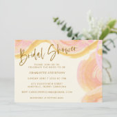 Abstraktes Aquarellfarbenpinsel Swirl Rosa Brautpa Einladung (Stehend Vorderseite)