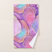 Abstraktes Aquarellpink aquamariner Goldlavender-A Badhandtuch Set (Handtuch)