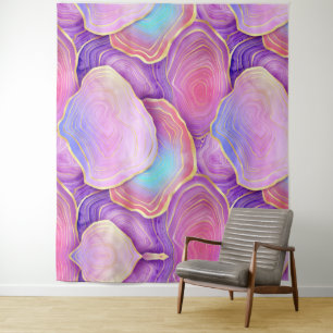 Abstraktes Aquarellpink aquamariner Goldlavender-A Wandteppich