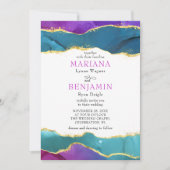 Abstraktes Aquarelltinte Fuchsia Pink Aquamarines  Einladung (Vorderseite)