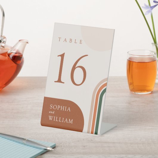 Abstraktes Arch Beige Tischnummern Pedestzeichen Sockelschild (In SItu)