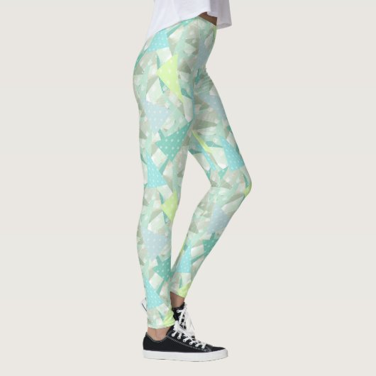 Abstraktes Arrow Triangle Mini Blue Aqua Muster Leggings (Rechts)