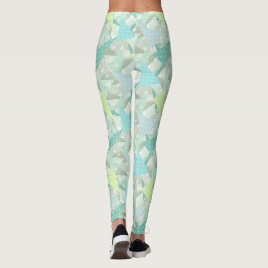 Abstraktes Arrow Triangle Mini Blue Aqua Muster Leggings (Rückseite)