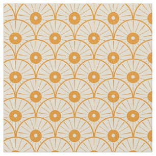 Abstraktes Art Deco Sonnenmuster Orange Stoff