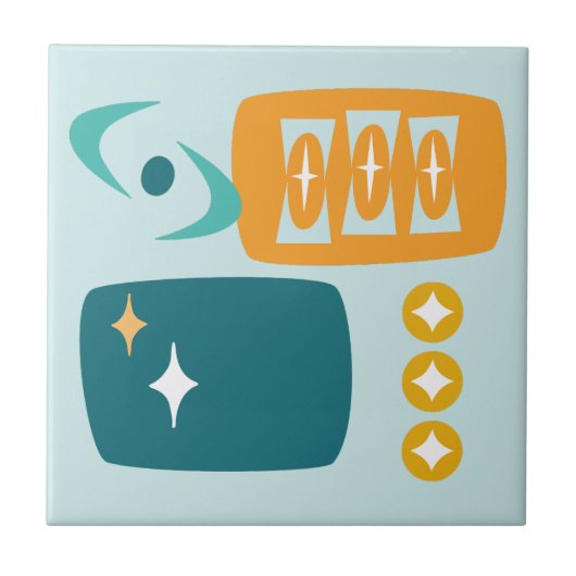 Abstraktes Atomium aus dem Mittelalter Fliese (Vorderseite)