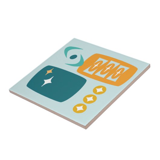 Abstraktes Atomium aus dem Mittelalter Fliese (Seite)