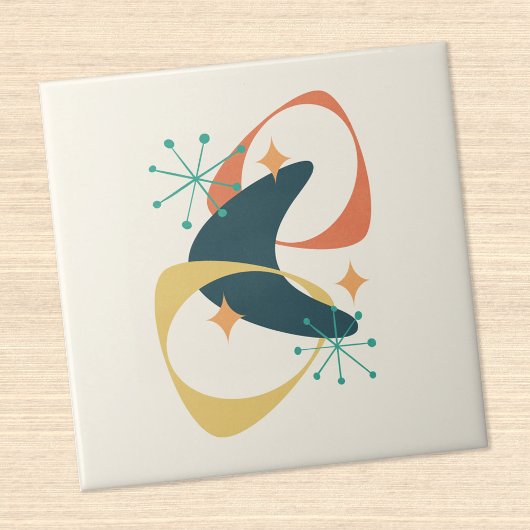 Abstraktes Atomzeitalter im Retro-Mittelalter Fliese