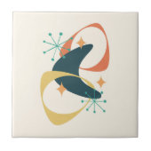 Abstraktes Atomzeitalter im Retro-Mittelalter Fliese (Vorderseite)