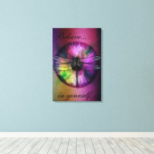 Abstraktes Auge mit Libelle Leinwanddruck (Insitu (Holzboden))